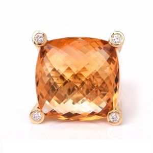 Denoir Diamond Citrine 18K Yellow Ring 7 1/4